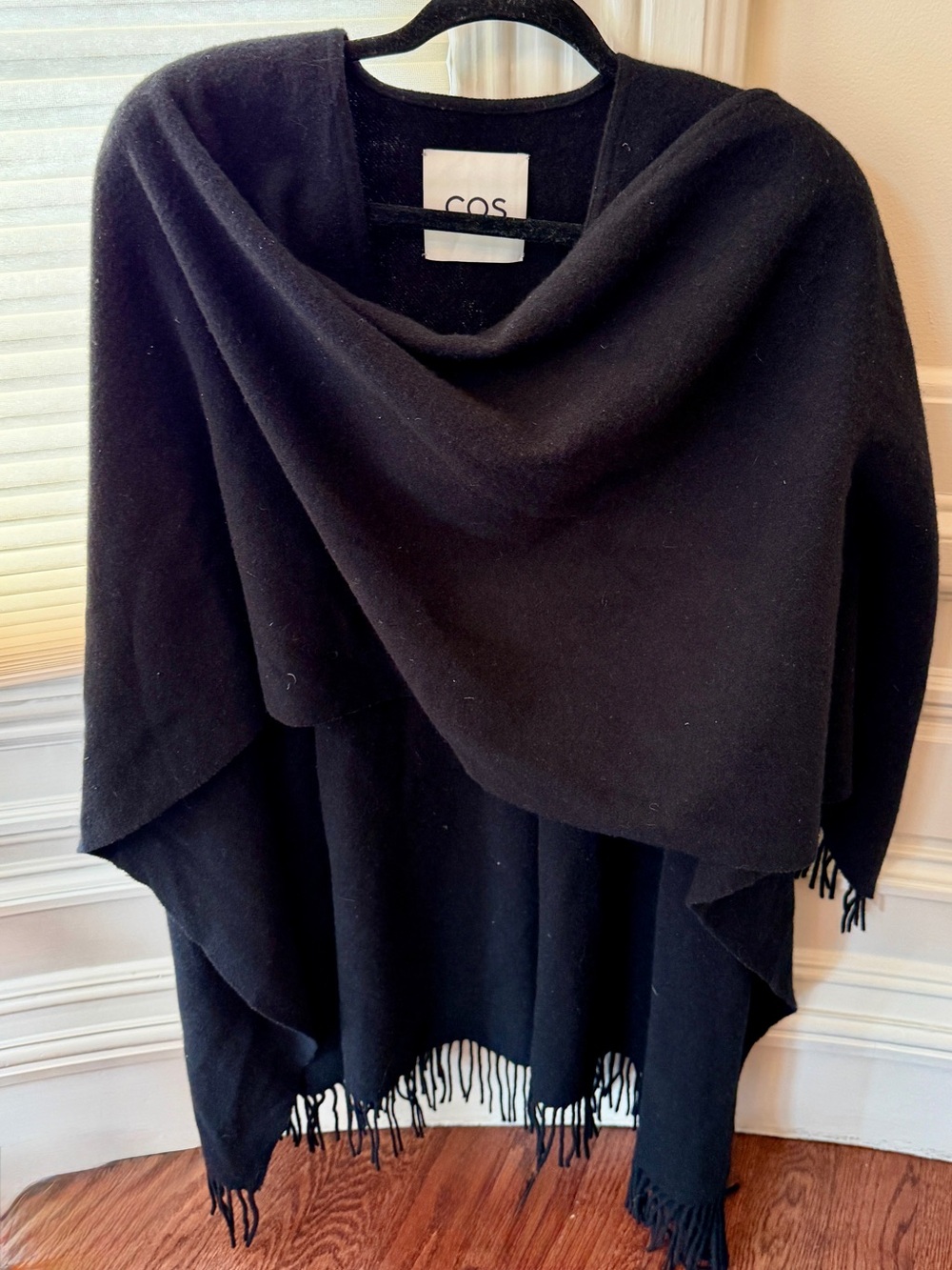 COS Black Draped Fringe Cape